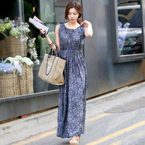 Sleeveless Floral Long Dress Skirt – Elegant & Breezy