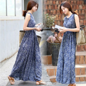 Sleeveless Floral Long Dress Skirt – Elegant & Breezy