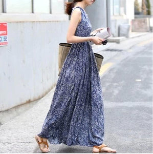 Sleeveless Floral Long Dress Skirt – Elegant & Breezy