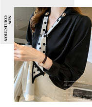 Load image into Gallery viewer, Spring and Autumn Slim Bow Lace Commuting Long Sleeve Shirt
