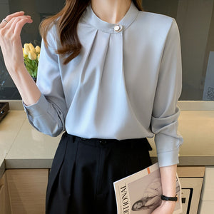 Professional shirt design niche long-sleeved satin commuter top
