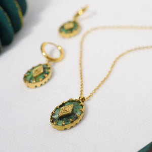 Turquoise Pendant Earrings and Necklace Set