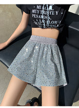 Load image into Gallery viewer, Sequined high-waist slimming loose a-line casual shorts

