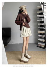 Load image into Gallery viewer, Washed leather A-line strap casual wide-leg shorts
