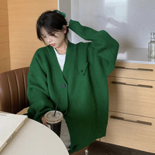 Load image into Gallery viewer, Solid color loose V-neck sweater jacket with lazy style design
