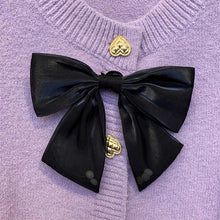 Load image into Gallery viewer, Sweet taro purple bow knitted open jacket
