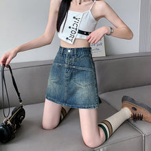 Load image into Gallery viewer, Denim skirt high waist slim loose wide leg hot girl skirt
