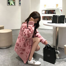Load image into Gallery viewer, V-neck leopard print loose lazy style wool knitted cardigan jacket
