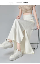 Load image into Gallery viewer, Satin dark pattern jacquard slimming and drapey A-line fishtail skirt
