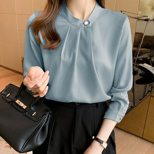 Professional shirt design niche long-sleeved satin commuter top