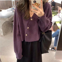 Load image into Gallery viewer, V-neck design, loose, lazy and chic niche short knitted top
