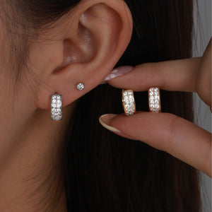 Double Row Inlaid Zircon Earrings