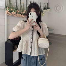 Load image into Gallery viewer, Sweet and chic design, loose polka dot short-sleeved shirt
