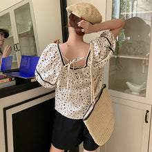 Load image into Gallery viewer, All-match embroidered lapel short-sleeved loose shirt

