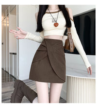 Load image into Gallery viewer, Pleated casual high-waisted hip-covering A-line skirt
