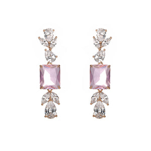 Inlaid Zirconia Gemstone Geometric Earrings