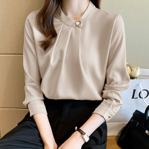 Professional shirt design niche long-sleeved satin commuter top