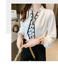Load image into Gallery viewer, Spring and Autumn Slim Bow Lace Commuting Long Sleeve Shirt
