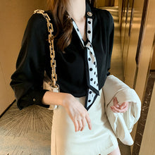 Load image into Gallery viewer, Spring and Autumn Slim Bow Lace Commuting Long Sleeve Shirt
