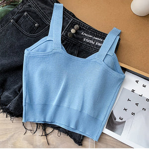 Knitted suspender love button cute inner and outer vest