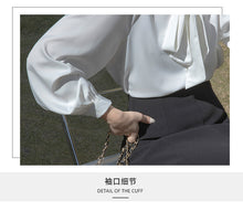 Load image into Gallery viewer, Lantern sleeve temperament autumn and winter bow shirt
