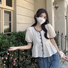 Load image into Gallery viewer, Sweet and chic design, loose polka dot short-sleeved shirt
