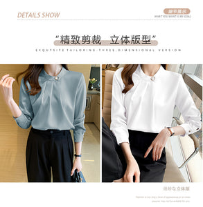 Professional shirt design niche long-sleeved satin commuter top