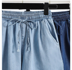 Slimming ice silk straight loose thin high waist shorts