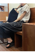 Load image into Gallery viewer, Striped short-sleeved petite design niche small flying sleeve shirt
