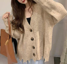 Load image into Gallery viewer, Soft and waxy cashmere loose and lazy sweater jacket
