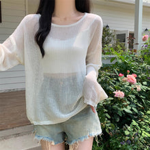 Load image into Gallery viewer, Thin simple casual solid color loose long-sleeved sweater
