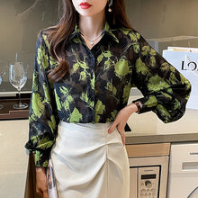 Load image into Gallery viewer, Jacquard fabric chiffon elegant commuting shirt
