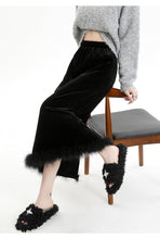 Load image into Gallery viewer, Velvet and furry autumn and winter style slit hip-hugging long skirt
