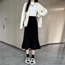 Load image into Gallery viewer, High-waisted fishtail skirt for petite slimming pear-shaped body
