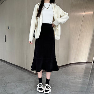 High-waisted fishtail skirt for petite slimming pear-shaped body