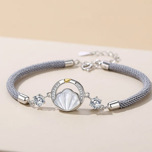 Shell Whale Moon Shape Pendant Braided Rope Couple Bracelet