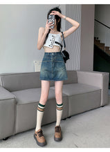 Load image into Gallery viewer, Denim skirt high waist slim loose wide leg hot girl skirt
