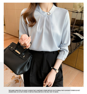 Professional shirt design niche long-sleeved satin commuter top