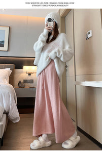 Drawstring tie slimming soft waxy knitted skirt