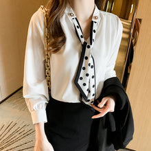 Load image into Gallery viewer, Spring and Autumn Slim Bow Lace Commuting Long Sleeve Shirt
