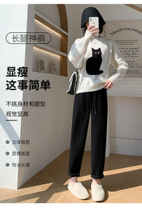 Cashmere granny wool cigarette pants