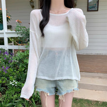 Load image into Gallery viewer, Thin simple casual solid color loose long-sleeved sweater
