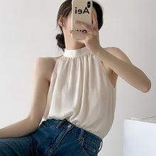 Load image into Gallery viewer, High Quality French Chiffon Shirt Halter Neck Off Shoulder Top
