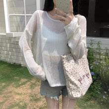 Load image into Gallery viewer, Thin simple casual solid color loose long-sleeved sweater
