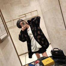 Load image into Gallery viewer, V-neck leopard print loose lazy style wool knitted cardigan jacket
