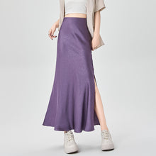Load image into Gallery viewer, Satin dark pattern jacquard slimming and drapey A-line fishtail skirt
