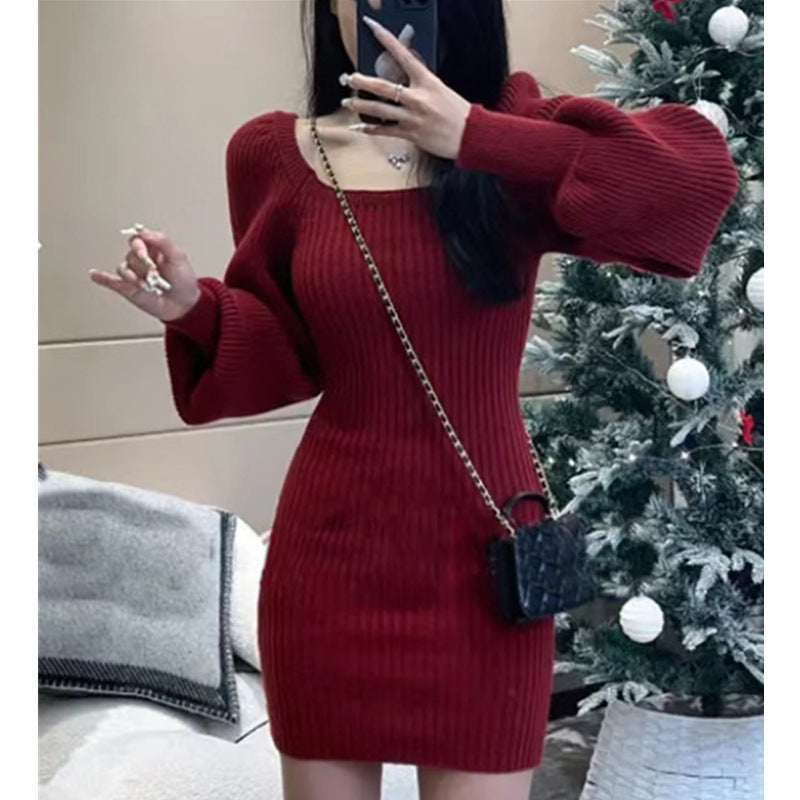 High-end pure lust-style knitted dress for a high-end wealthy daughter