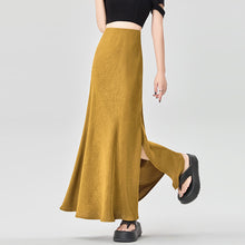 Load image into Gallery viewer, Satin dark pattern jacquard slimming and drapey A-line fishtail skirt
