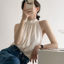 Load image into Gallery viewer, High Quality French Chiffon Shirt Halter Neck Off Shoulder Top
