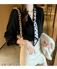 Load image into Gallery viewer, Spring and Autumn Slim Bow Lace Commuting Long Sleeve Shirt
